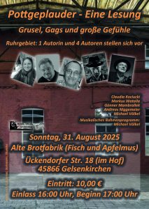 Poster für die Lesung Pottgeplauder – Grusel, Gags und große Gefühle am 31. August 2025
